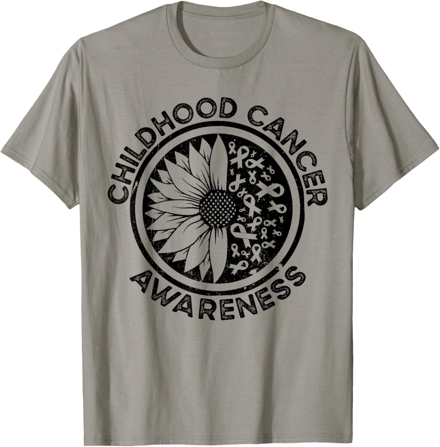 Sunflower Childhood Cancer Awareness T-Shirt - T-Shirt | Sand