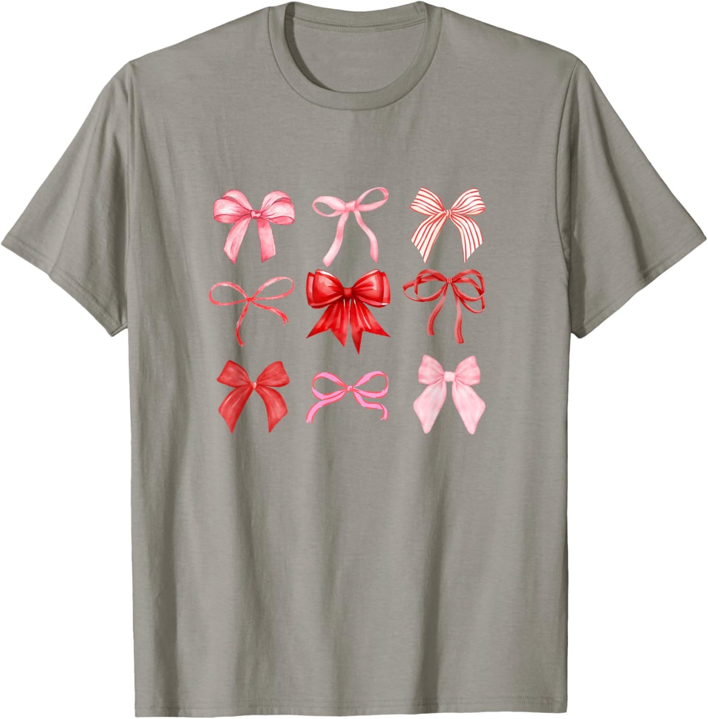 Coquette Aesthetic Red and Pink Bow Valentines T-Shirt - T-Shirt | Sand