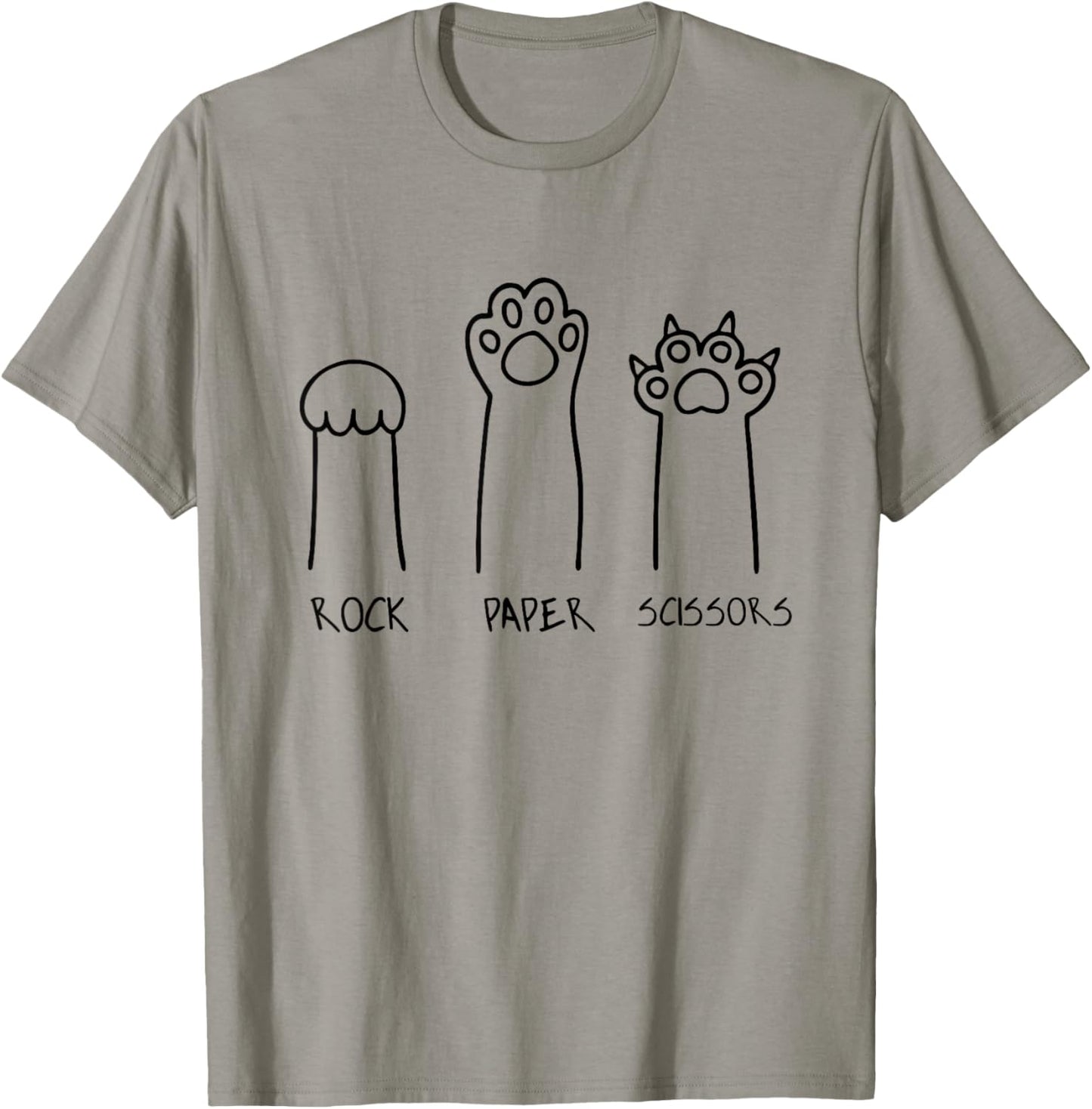 Rock Paper Scissors Hand Game Cute Paw Funny Cat Introvert T-Shirt - T-Shirt | Sand