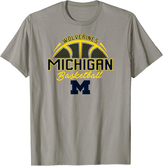 Michigan Wolverines Basketball Three Pointer Gray T-Shirt - T-Shirt | Sand