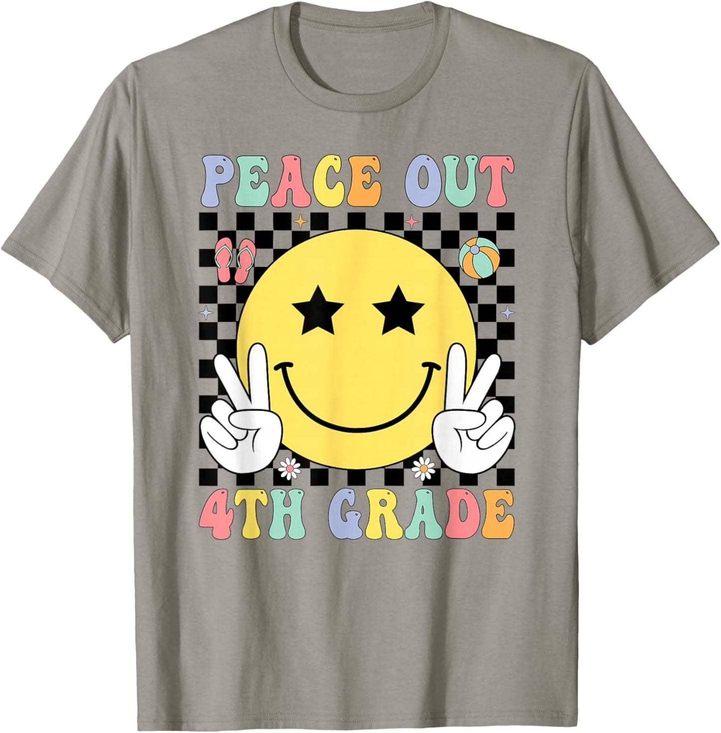 Peace Out 4th Grade Graduation Last Day School Fourth Grade T-Shirt - T-Shirt | Sand