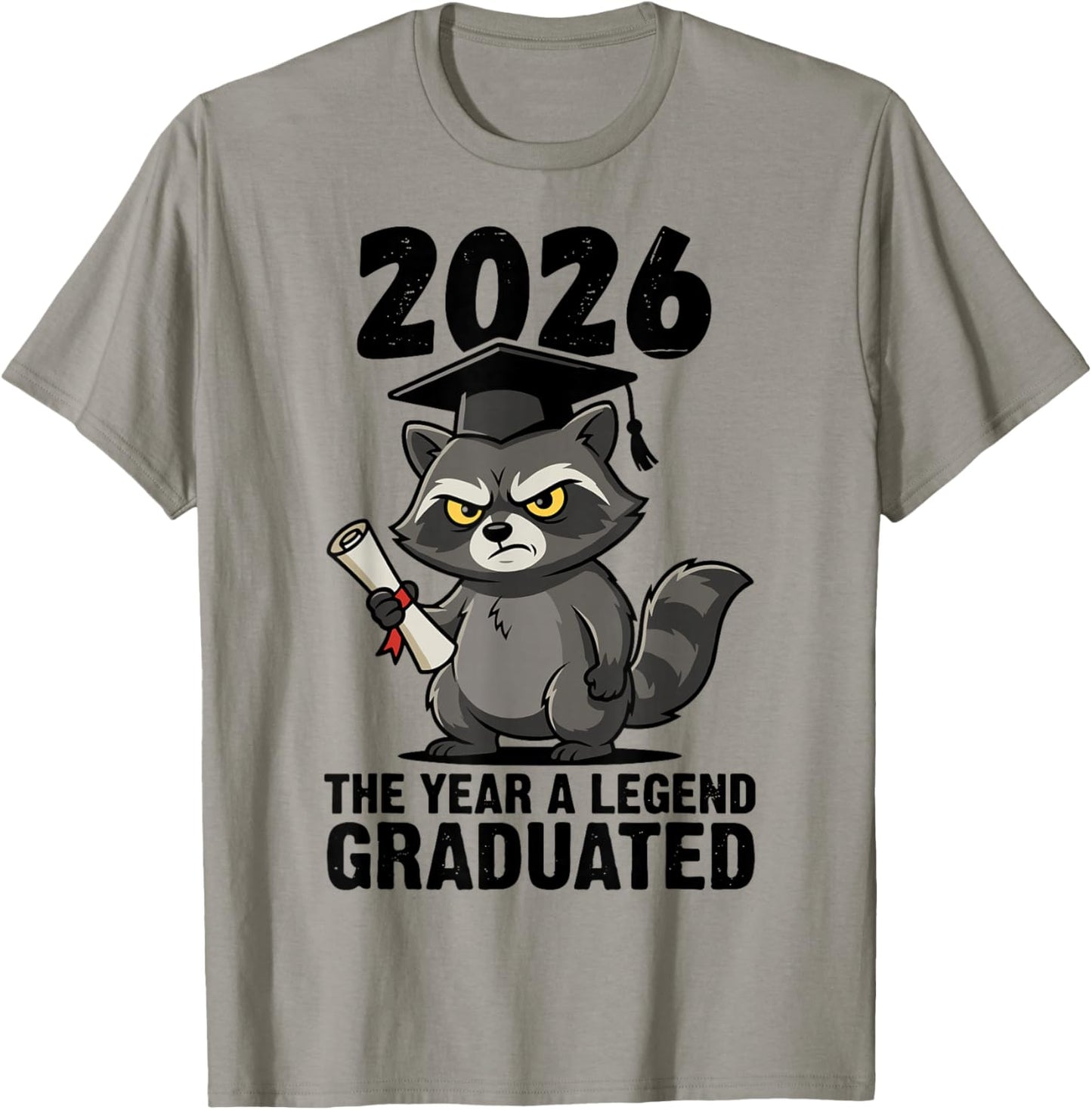 Funny Raccoon Graduation 2026 Legend Graduate Animal T-Shirt - T-Shirt | Sand