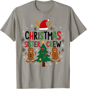 Christmas Sister Crew Holiday Gingerbread Tree Fun T-Shirt - T-Shirt | Sand