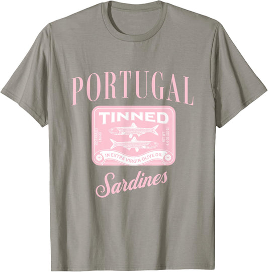 Tin Fish Sardines - Women's Classic Fit White Short Sleeve Letter Print Portugal Sardines Summer T-Shirt - T-Shirt | Sand