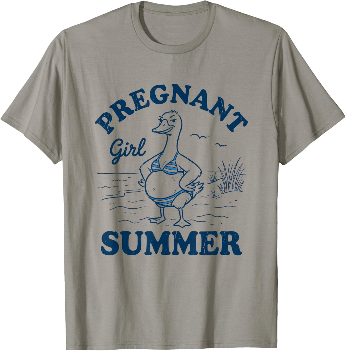 Pregnant Girl Summer Silly-Goose Beach Vacation New Mom Life T-Shirt - T-Shirt | Sand