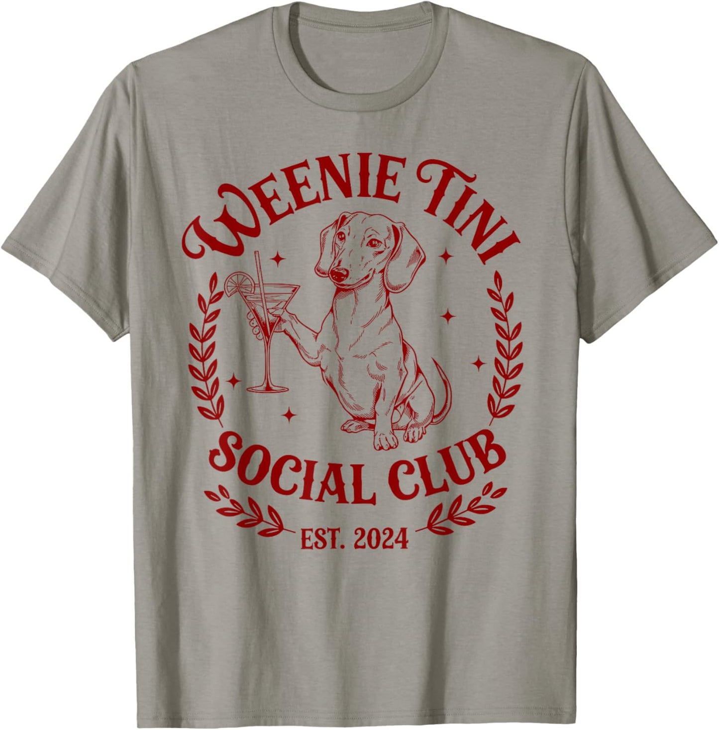 Dachshund Weenie Tini Social Club Lover funny Weiner Dog Men Women T-Shirt - T-Shirt | Sand