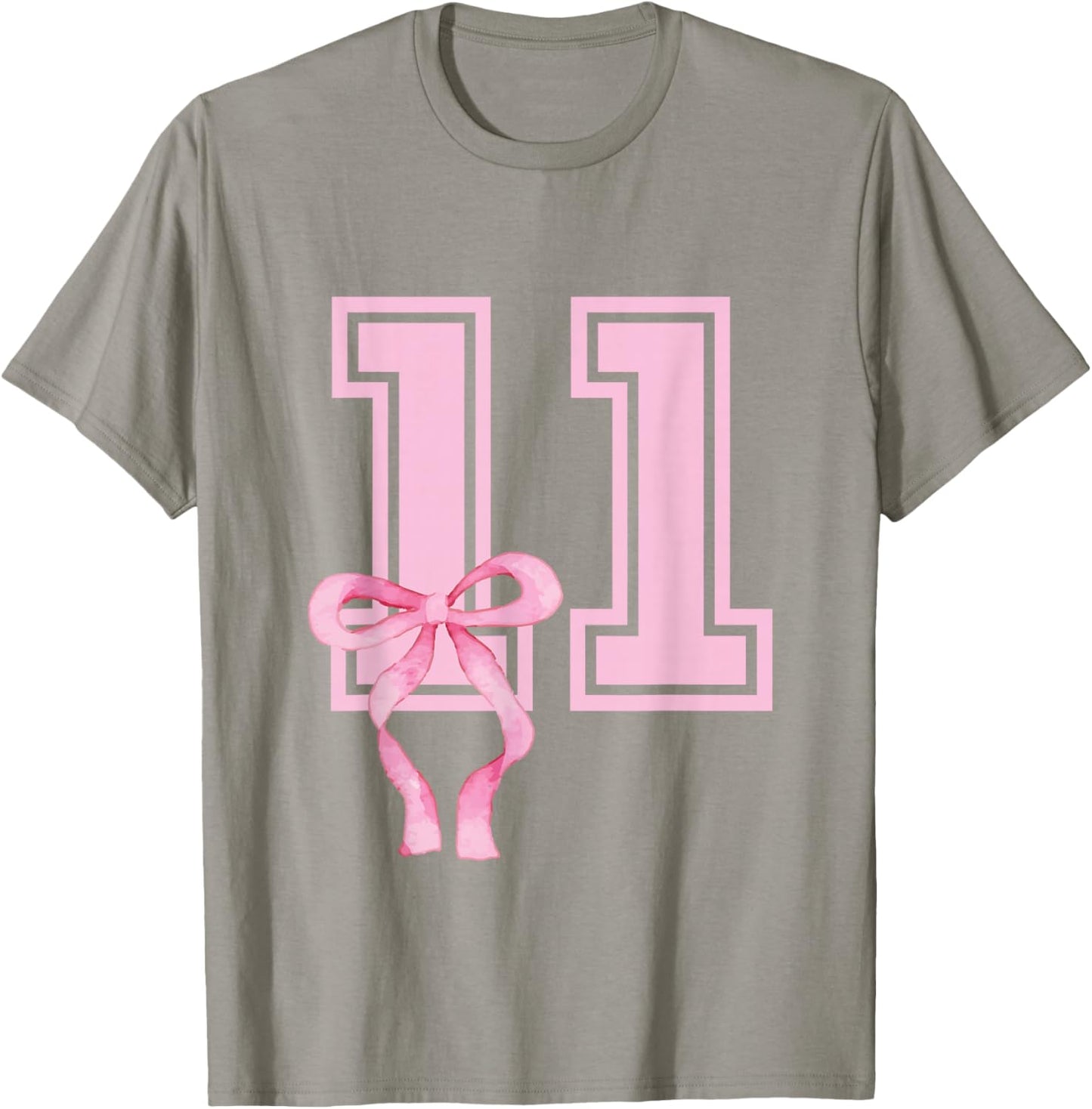 11 Year Old Birthday Girl Coquette Pink Bow Aesthetic T-Shirt - T-Shirt | Sand