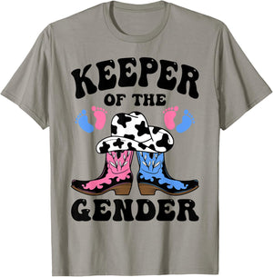Western Cowboy Boots Keeper of the Gender Reveal He or She T-Shirt - T-Shirt | Sand