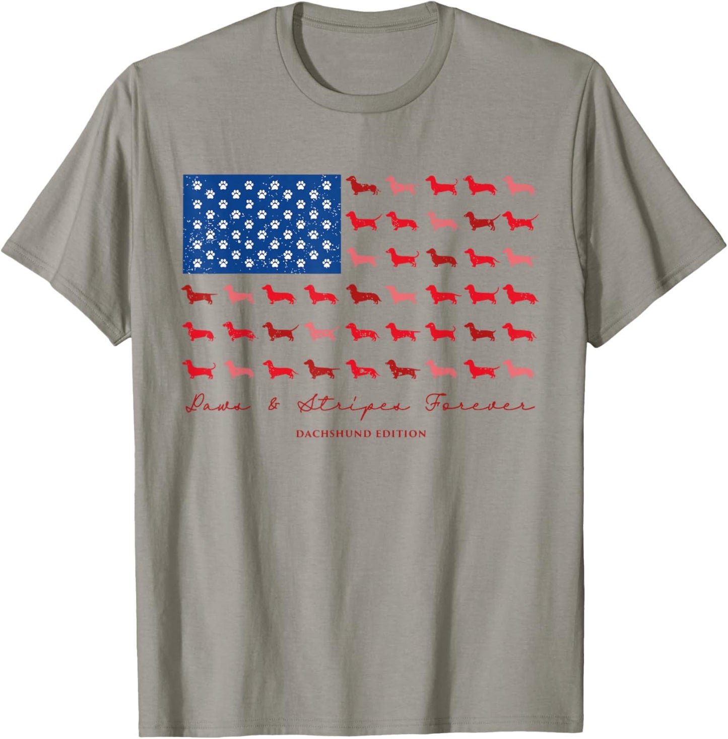Paws and Stripes Forever Dachshund American Flag 4th of July T-Shirt - T-Shirt | Sand