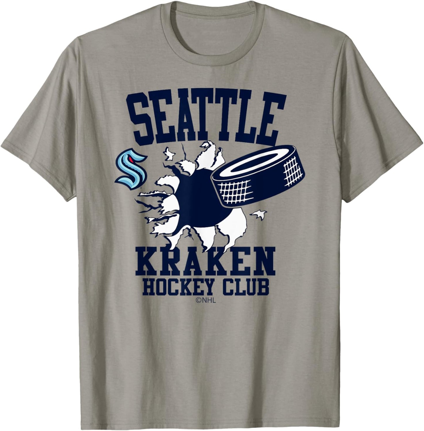 Seattle Kraken Hockey Puck Burst Gray Officially Licensed T-Shirt - T-Shirt | Sand