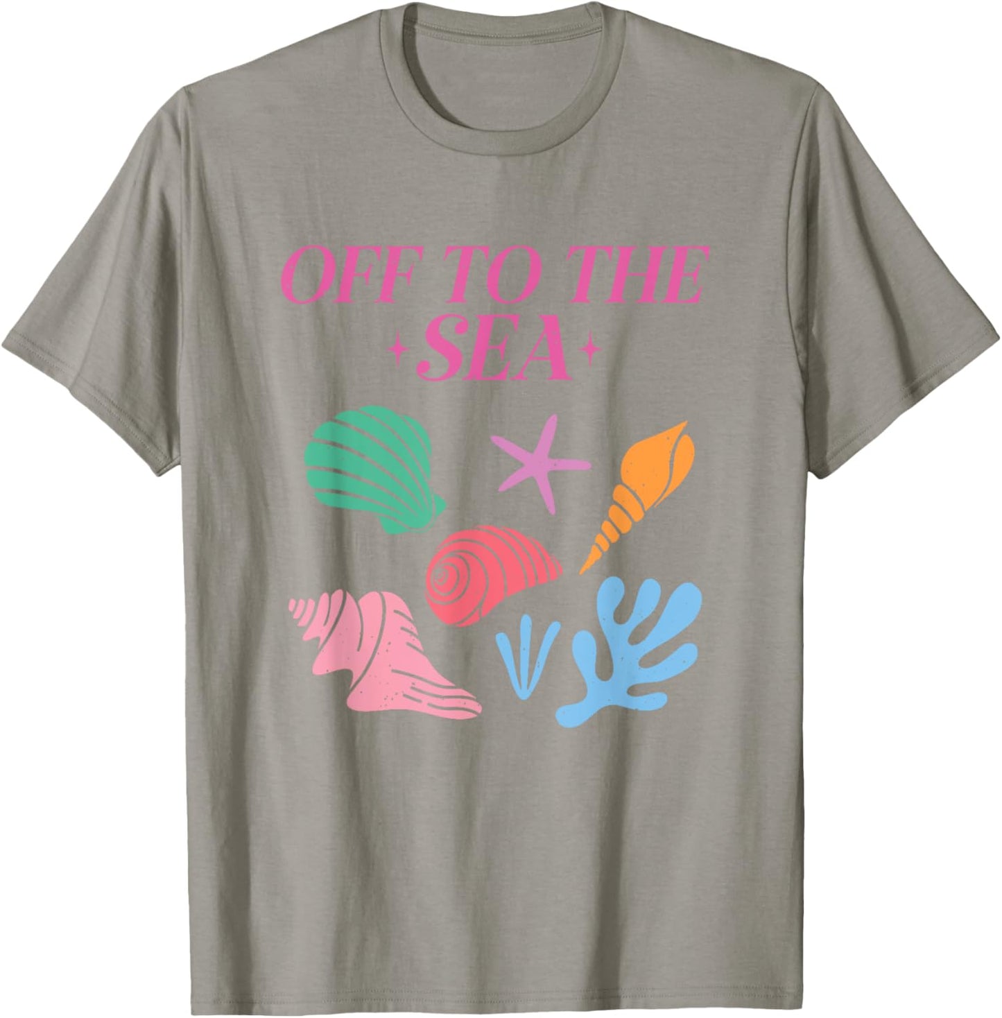 Off To The Sea Summer Cute Beach Colorful Seashells Starfish Women Girls Kids T-Shirt - T-Shirt | Sand
