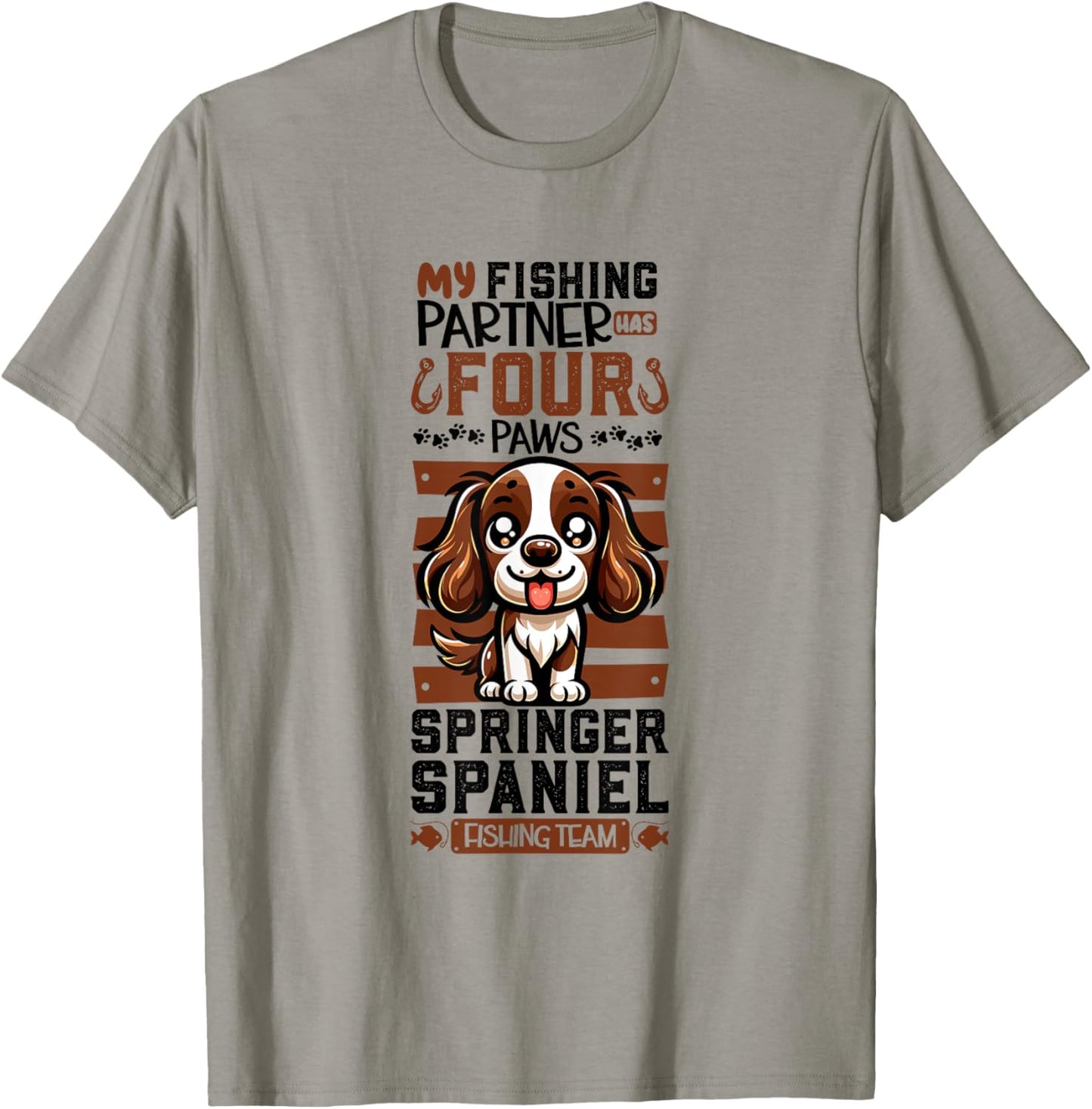 Fishing and English Springer Spaniel T-Shirt - T-Shirt | Sand