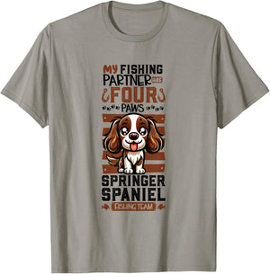 Fishing and English Springer Spaniel T-Shirt - T-Shirt | Sand