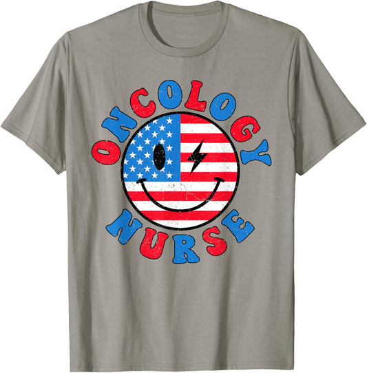 Oncology Nurse 4th of July 2024 Oncology Medical Assistant T-Shirt - T-Shirt | Sand
