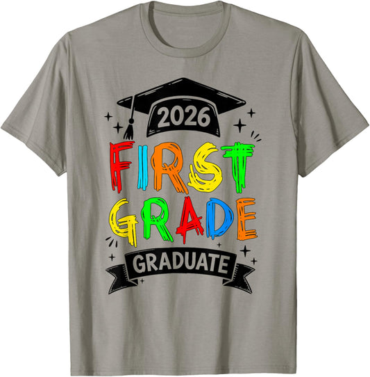 Cute 1st Grade Graduate 2026 Last Day of School Kid Boy Girl T-Shirt - T-Shirt | Sand