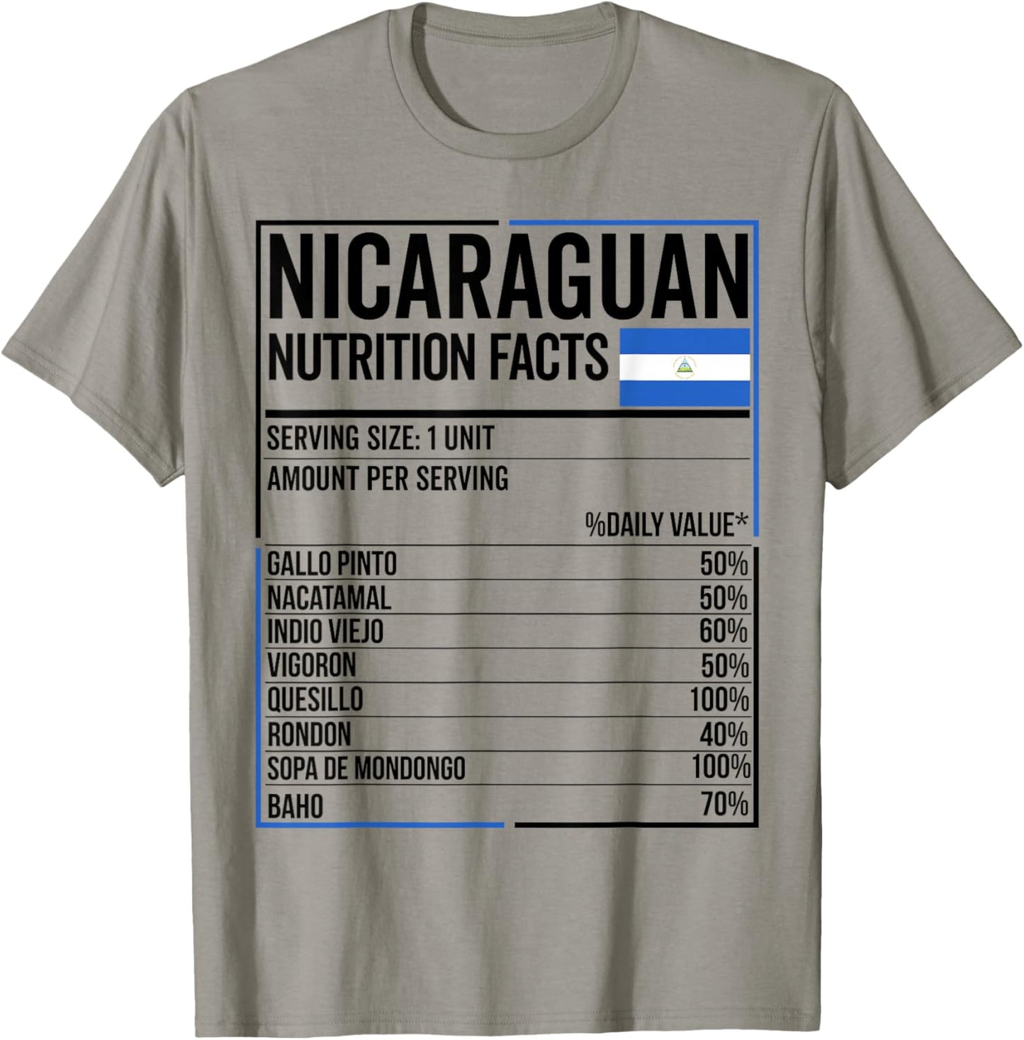 Nicaraguan Nutrition Facts Nica Camiseta Nicaragua Nicayo T-Shirt - T-Shirt | Sand