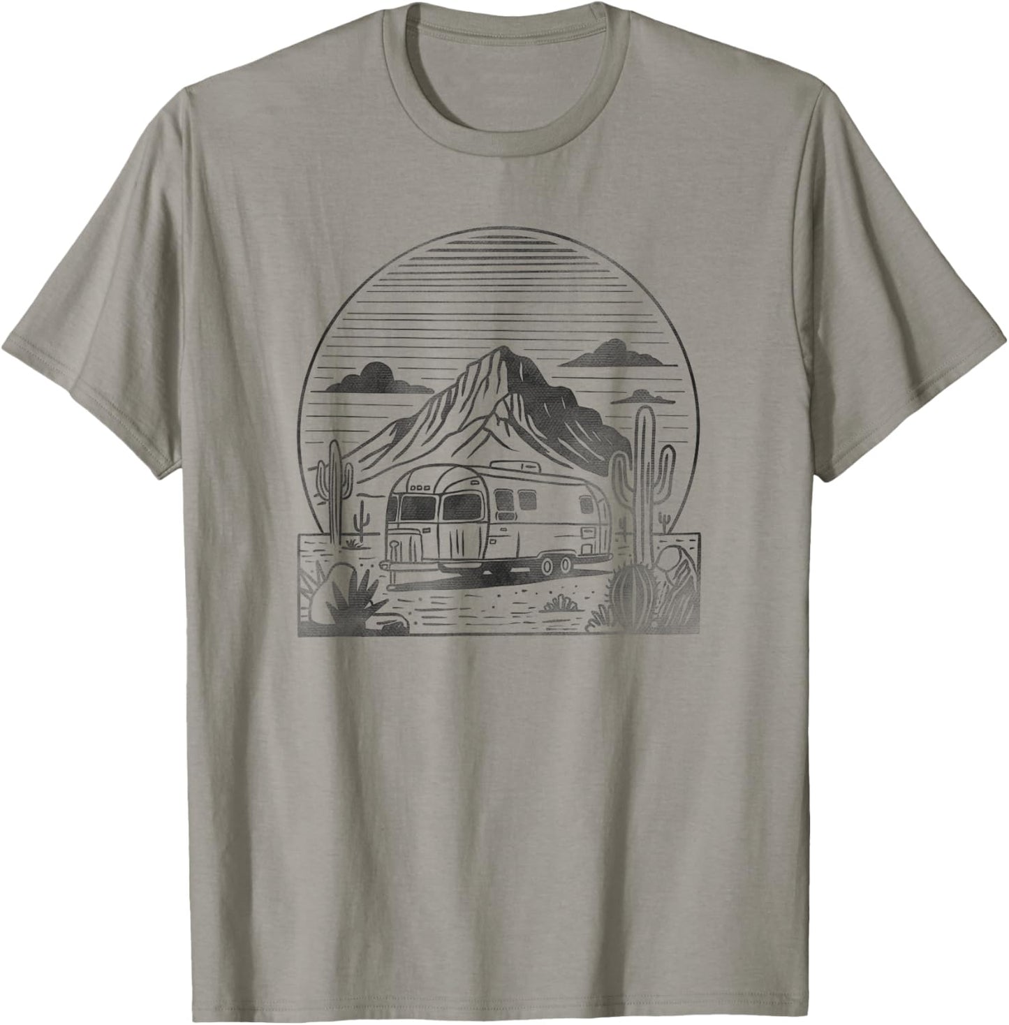 Retro Travel Trailer Desert Sunset Vintage Airstream T-Shirt - T-Shirt | Sand