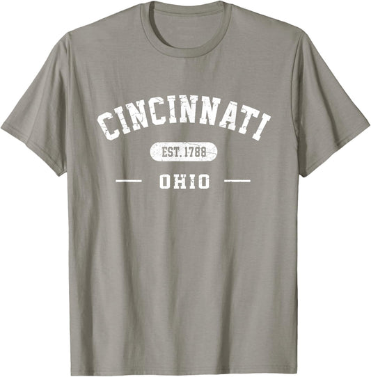 Cincinnati Ohio Est 1788 Vintage Retro Athletic Style T-Shirt - T-Shirt | Sand