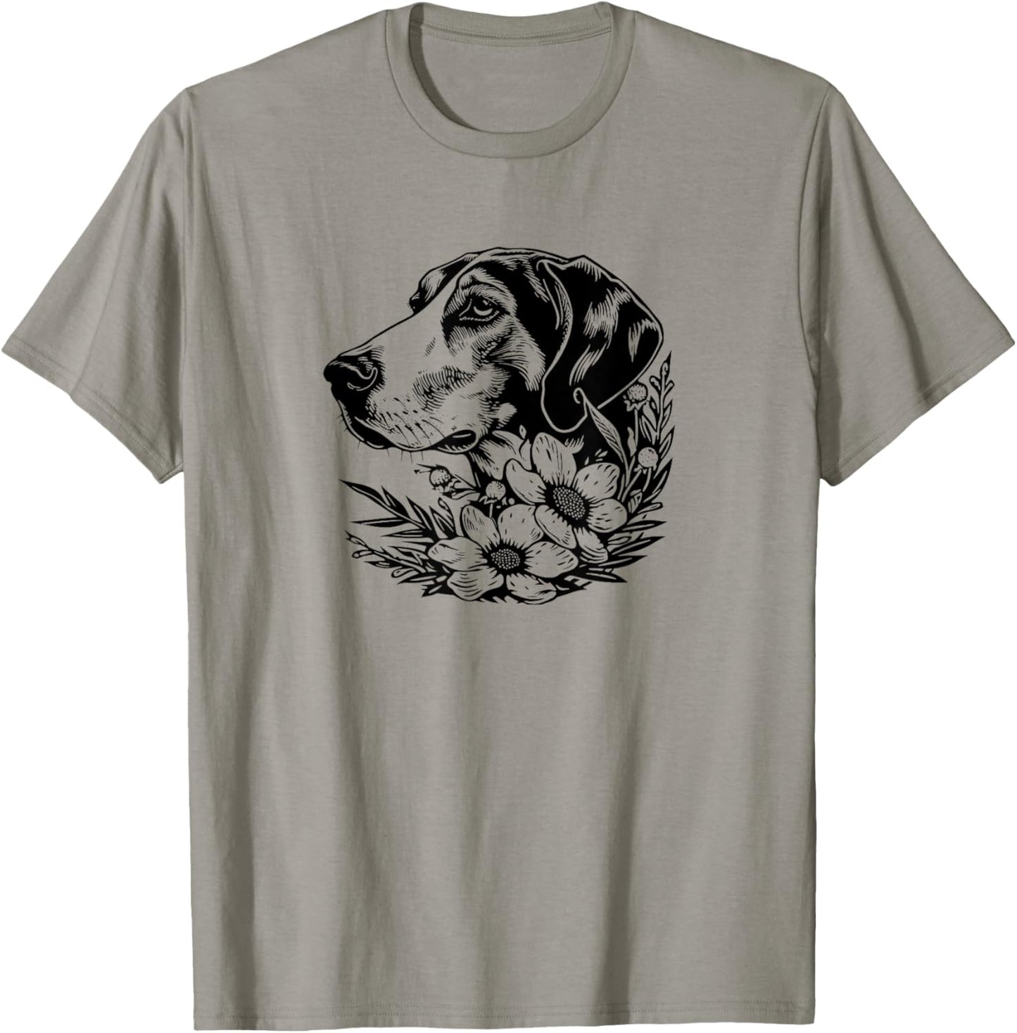 Cute Floral Illustration Art American Foxhound Lover T-Shirt - T-Shirt | Sand
