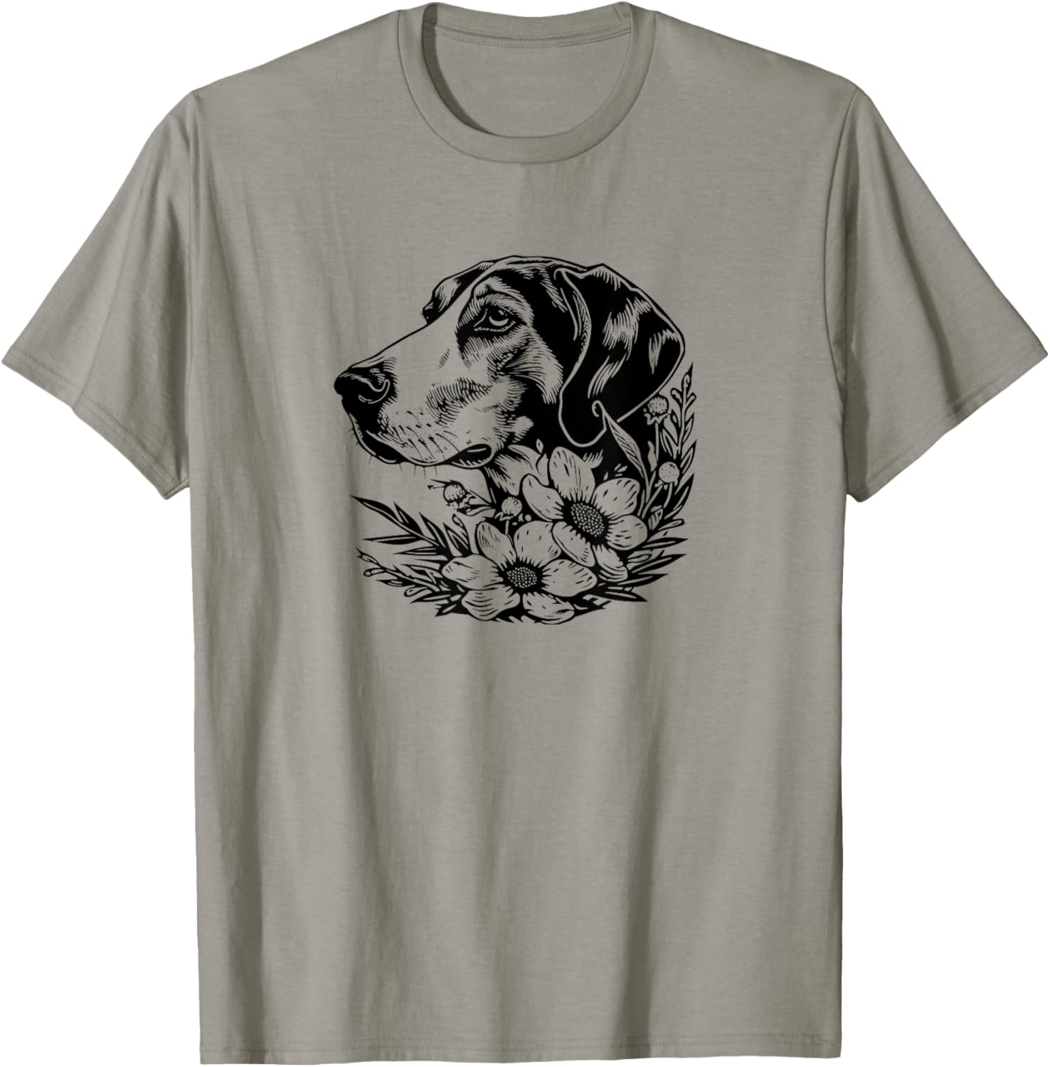 Cute Floral Illustration Art American Foxhound Lover T-Shirt - T-Shirt | Sand