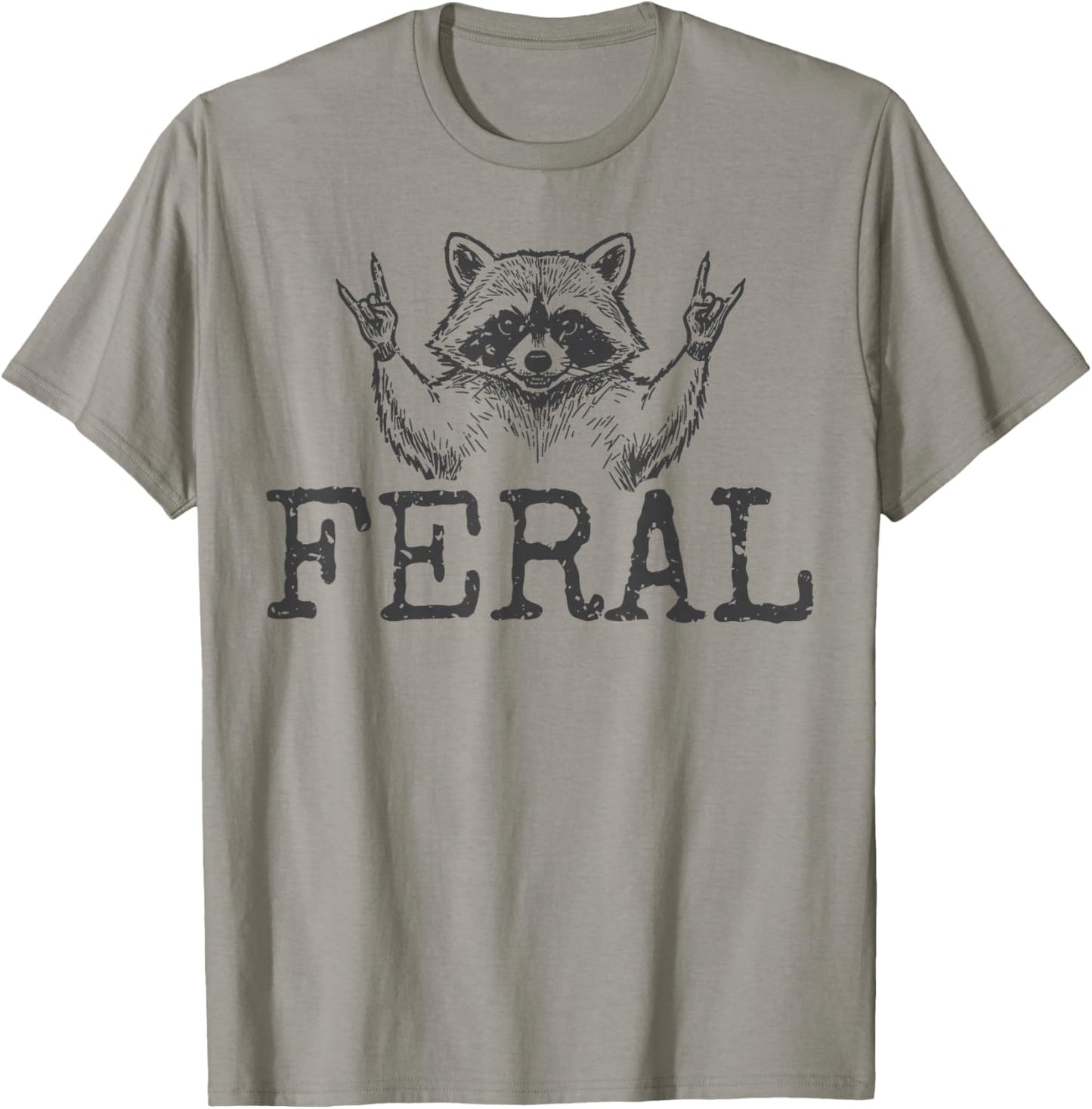 Funny Unhinged and Feral Raccoon Cute Feral Girl Racoon T-Shirt - T-Shirt | Sand