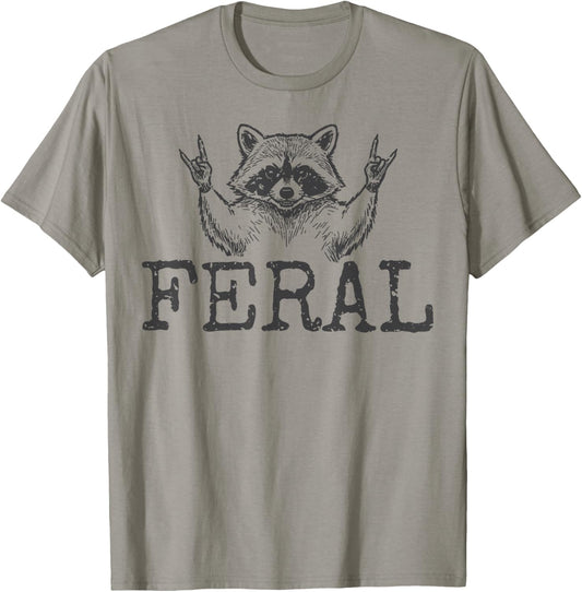 Funny Unhinged and Feral Raccoon Cute Feral Girl Racoon T-Shirt - T-Shirt | Sand