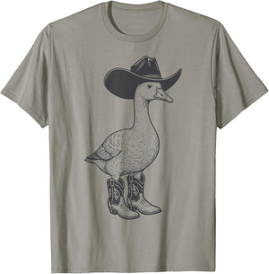 Funny Cowboy Goose in Boots Western Animal T-Shirt - T-Shirt | Sand
