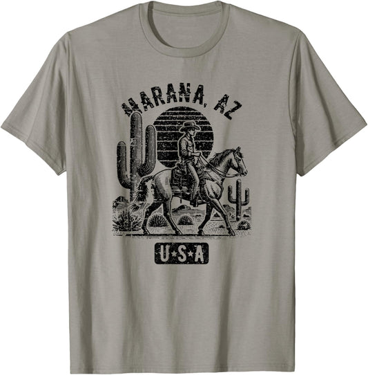 Marana Arizona USA Cowboy Horse Vintage Style Design T-Shirt - T-Shirt | Sand