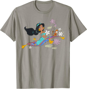 Disney Aladdin Jasmine and Abu Magic Carpet Ride Drawing T-Shirt - T-Shirt | Sand