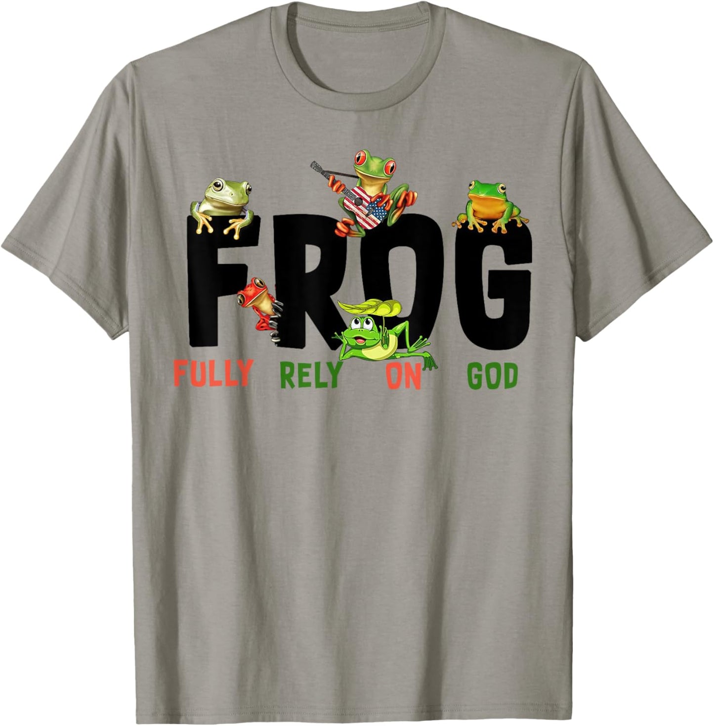 Funny Frog Fully Rely On God Shirt - Kids Christian - White - Small - Short Sleeve T-Shirt - T-Shirt | Sand
