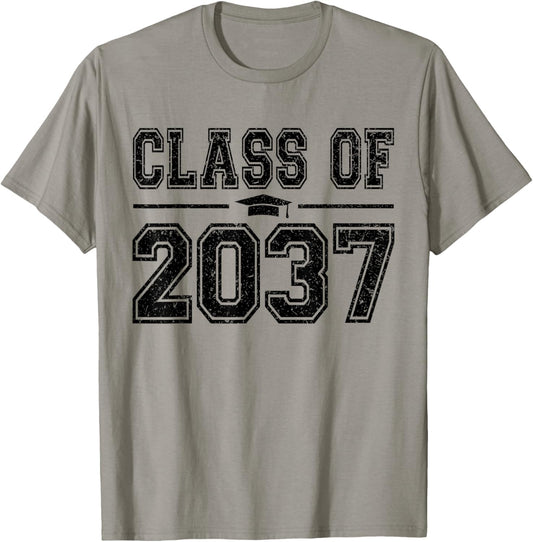 Class of 2037 Kindergarten Grow With Me Kinder Graduation T-Shirt - T-Shirt | Sand