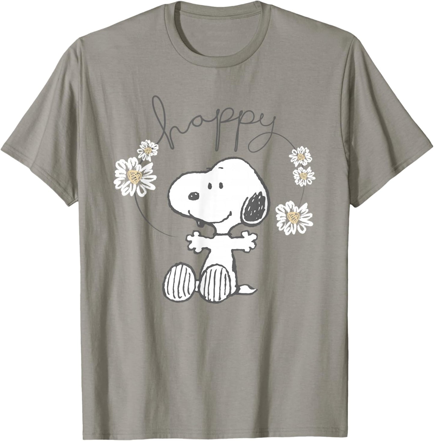 Peanuts Snoopy Happy Surrounded By Daisies T-Shirt - T-Shirt | Sand