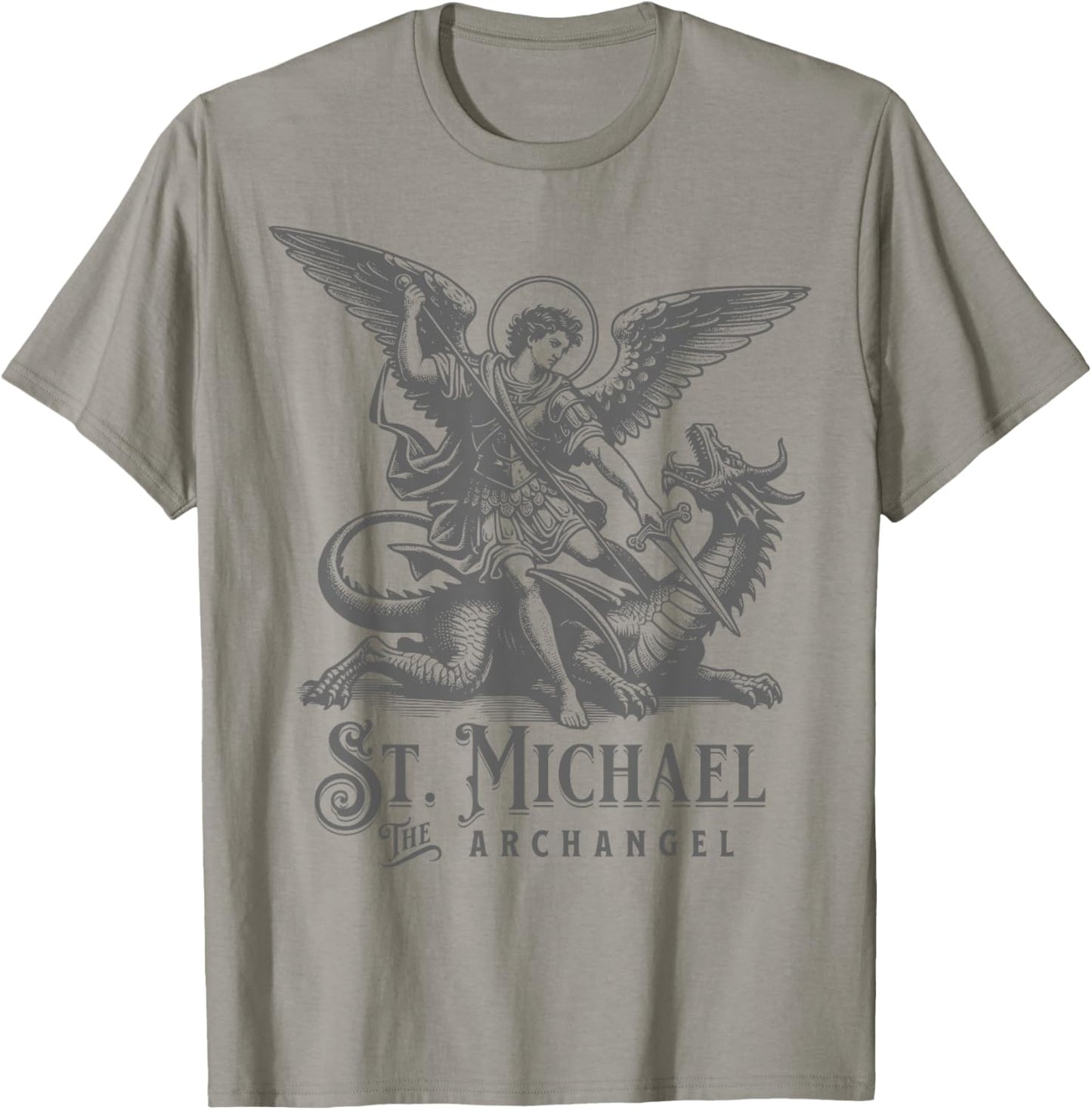 St Michael the Archangel Catholic Christian Saint T-Shirt - T-Shirt | Sand