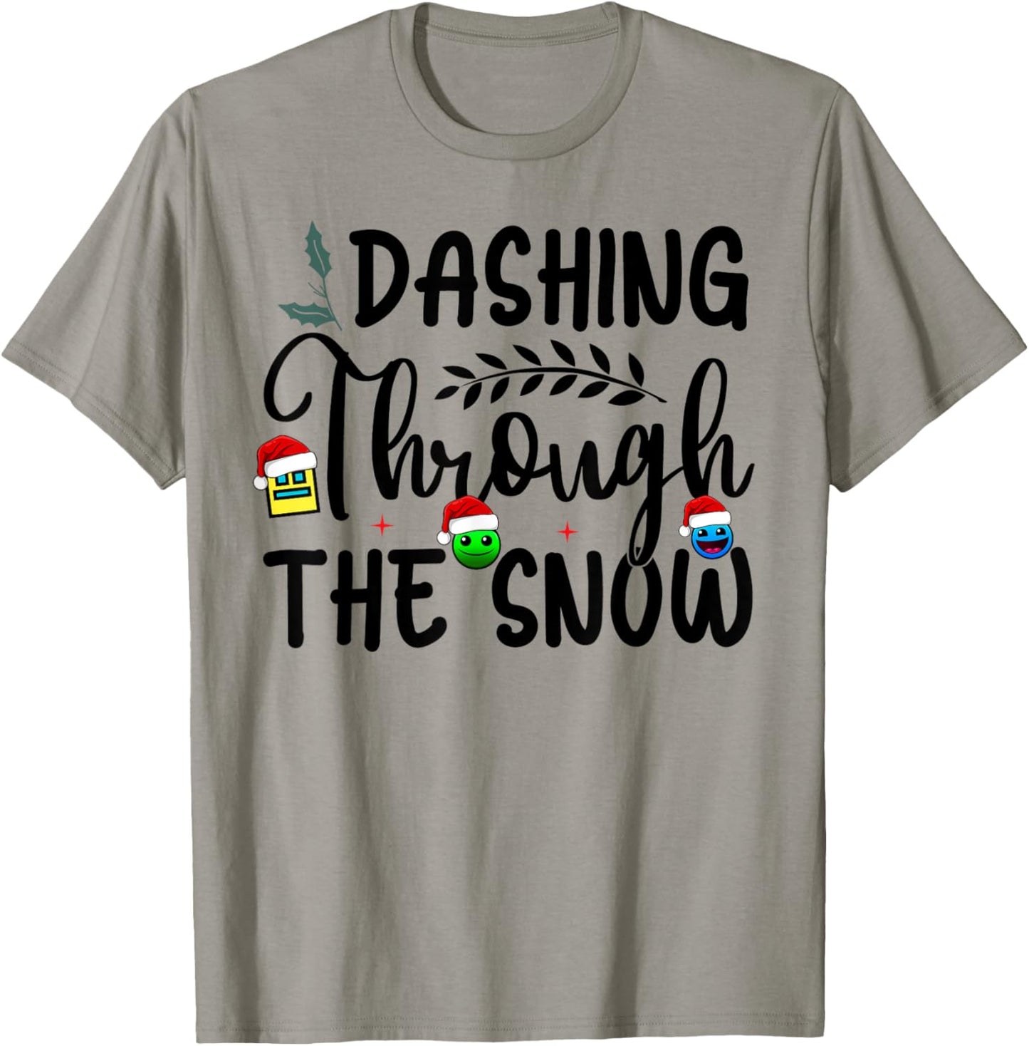 Geometry Dashing Through The Snow Sleep Dash Game Christmas T-Shirt - T-Shirt | Sand