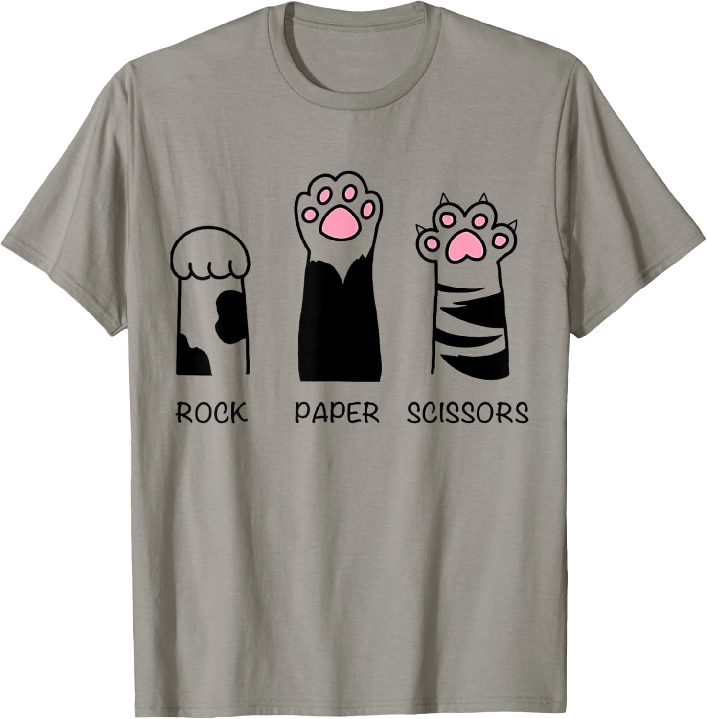 Rock Paper Scissors Cat Paws Cute Kitten Lover Cat T-Shirt - T-Shirt | Sand