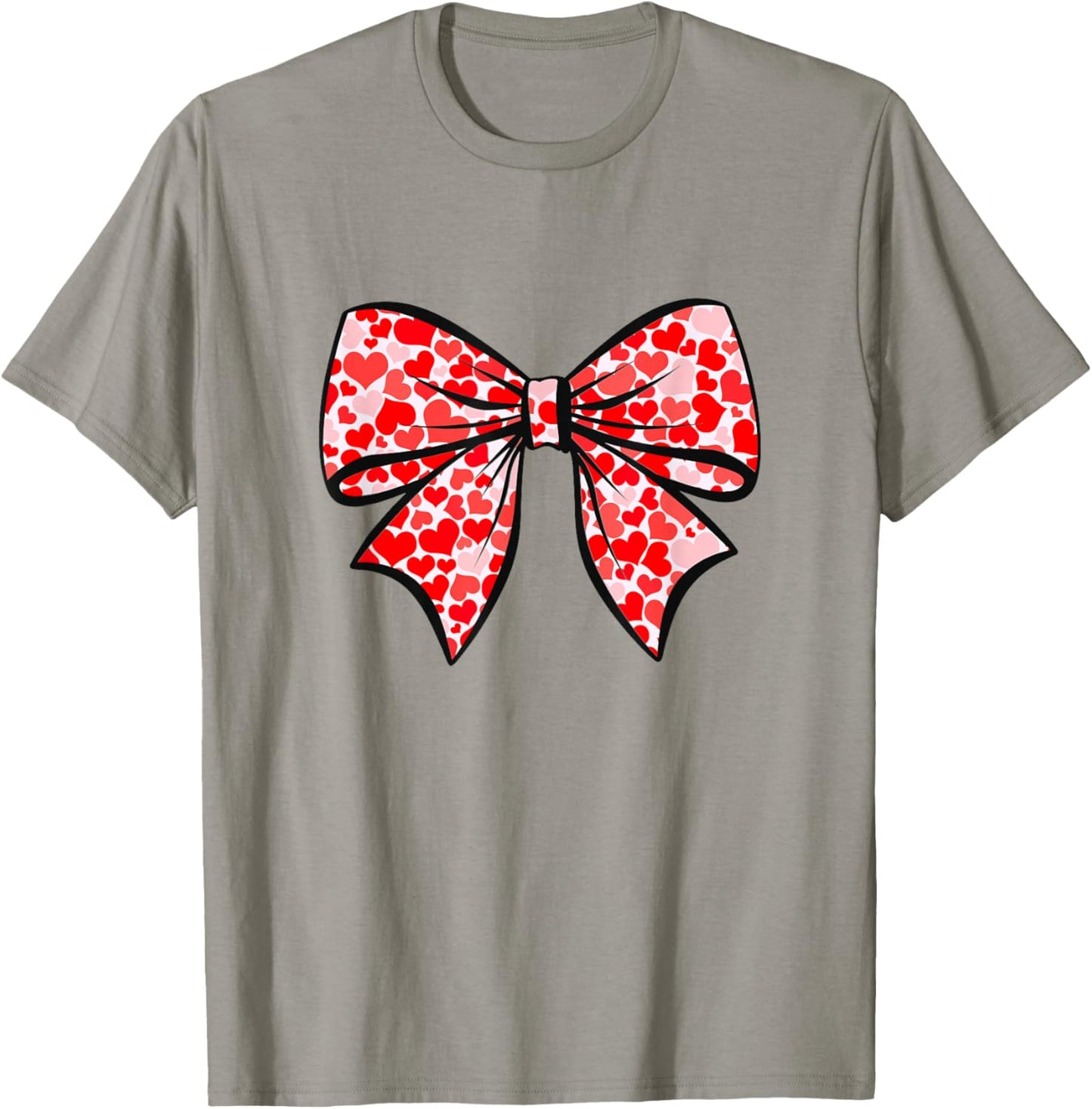 Coquette Bow with Hearts Soft Girl Aesthetic T-Shirt - T-Shirt | Sand