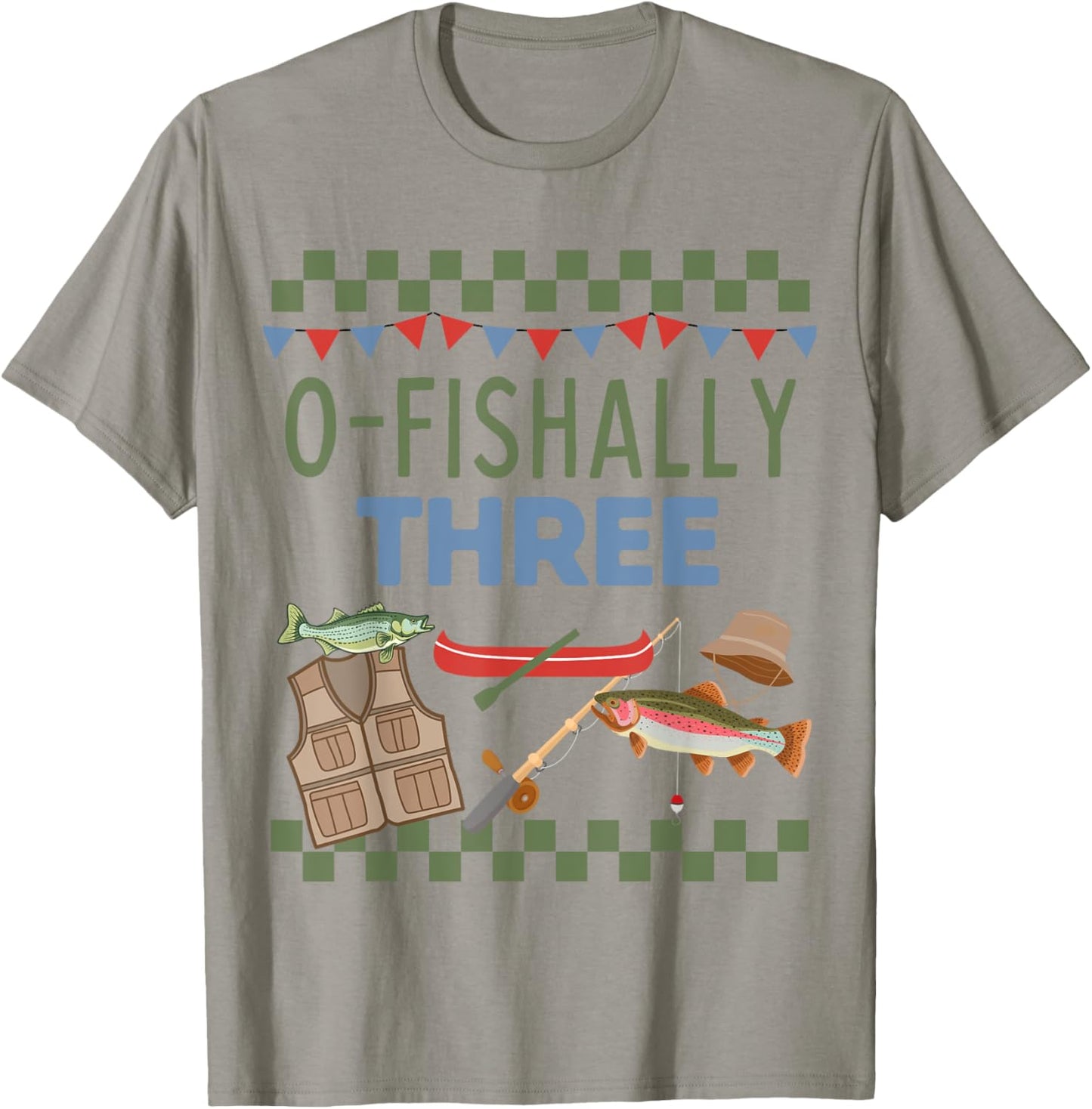 O-Fishally Three Boys Third Birthday Matching Fishing Themed T-Shirt - T-Shirt | Sand