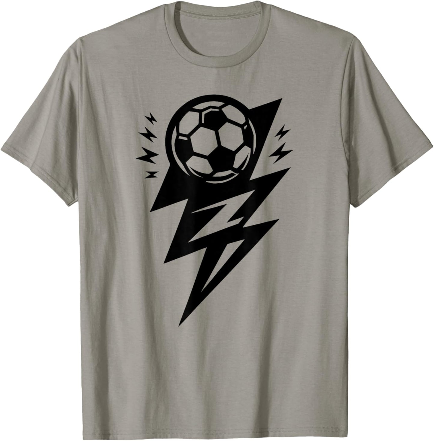 Lightning Bolt Football or Soccer Player Black Graphic T-Shirt - T-Shirt | Sand