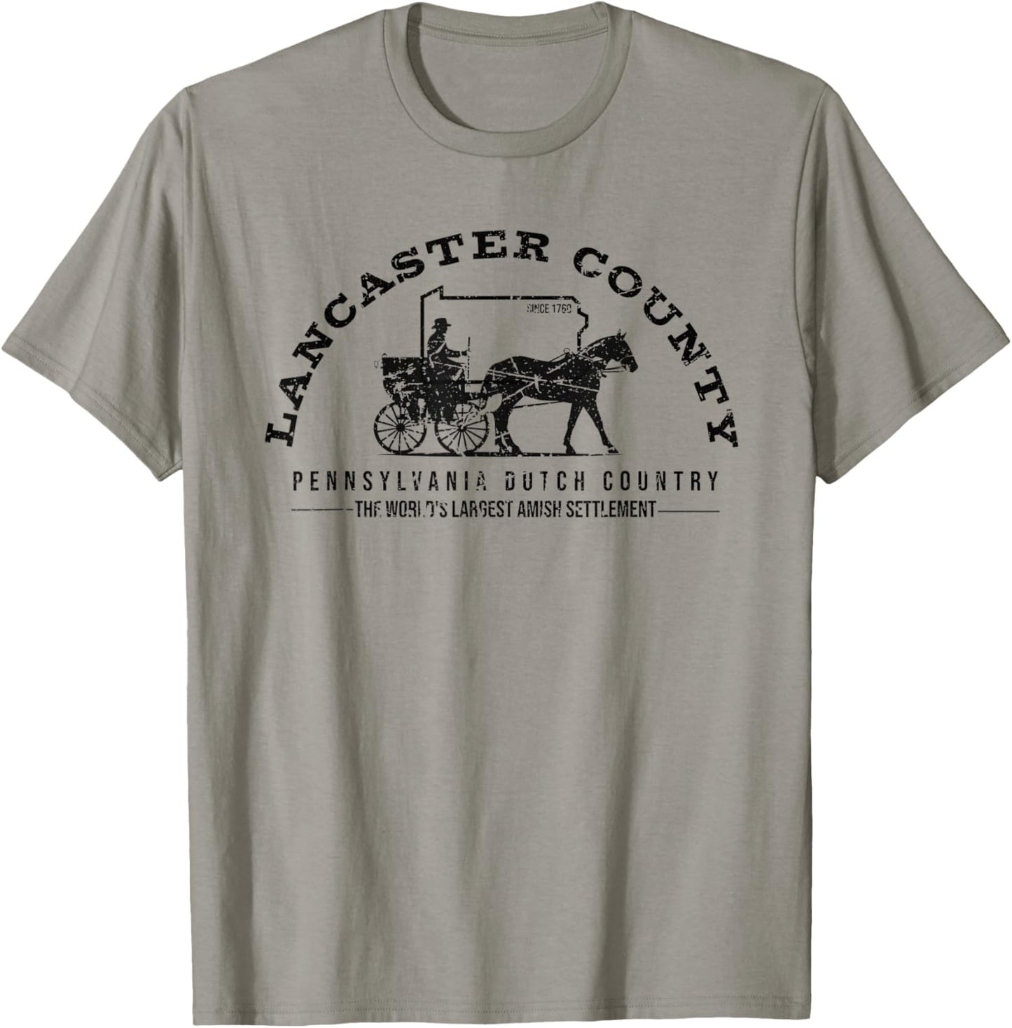 Honor the Amish & Apparel -Amish Themed Retro Vintage Grey - Small T-Shirt - T-Shirt | Sand