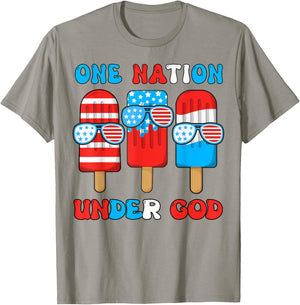 Boy One Nation Under God Son Funny 4th July Popsicle Toddler T-Shirt - T-Shirt | Sand