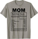 Mom Nutrition Facts Mother's Day Mama Mommy Wife Funny T-Shirt - T-Shirt | Sand