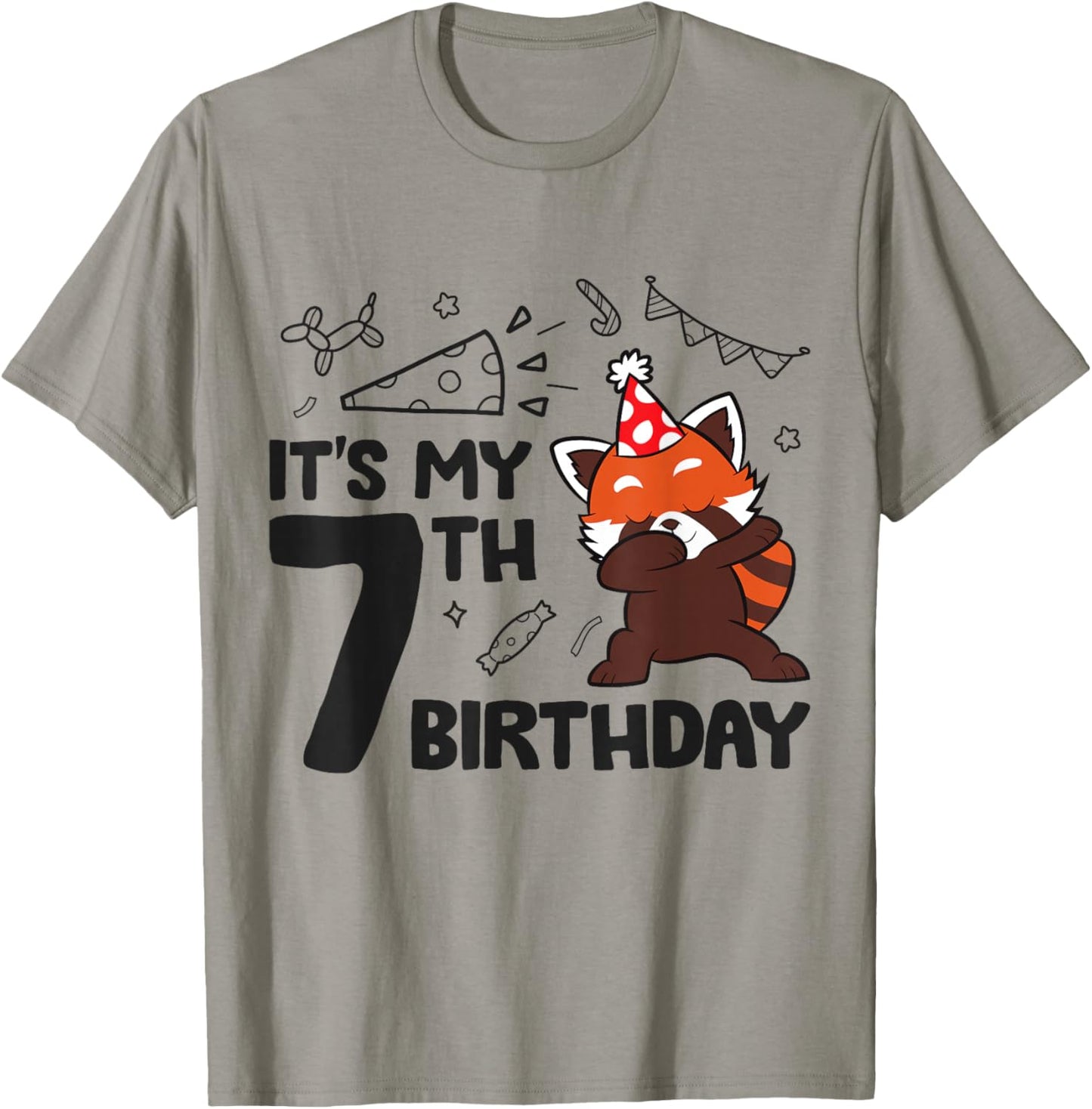 It's My 7th Birthday Cute Birthday Red Panda T-Shirt - T-Shirt | Sand