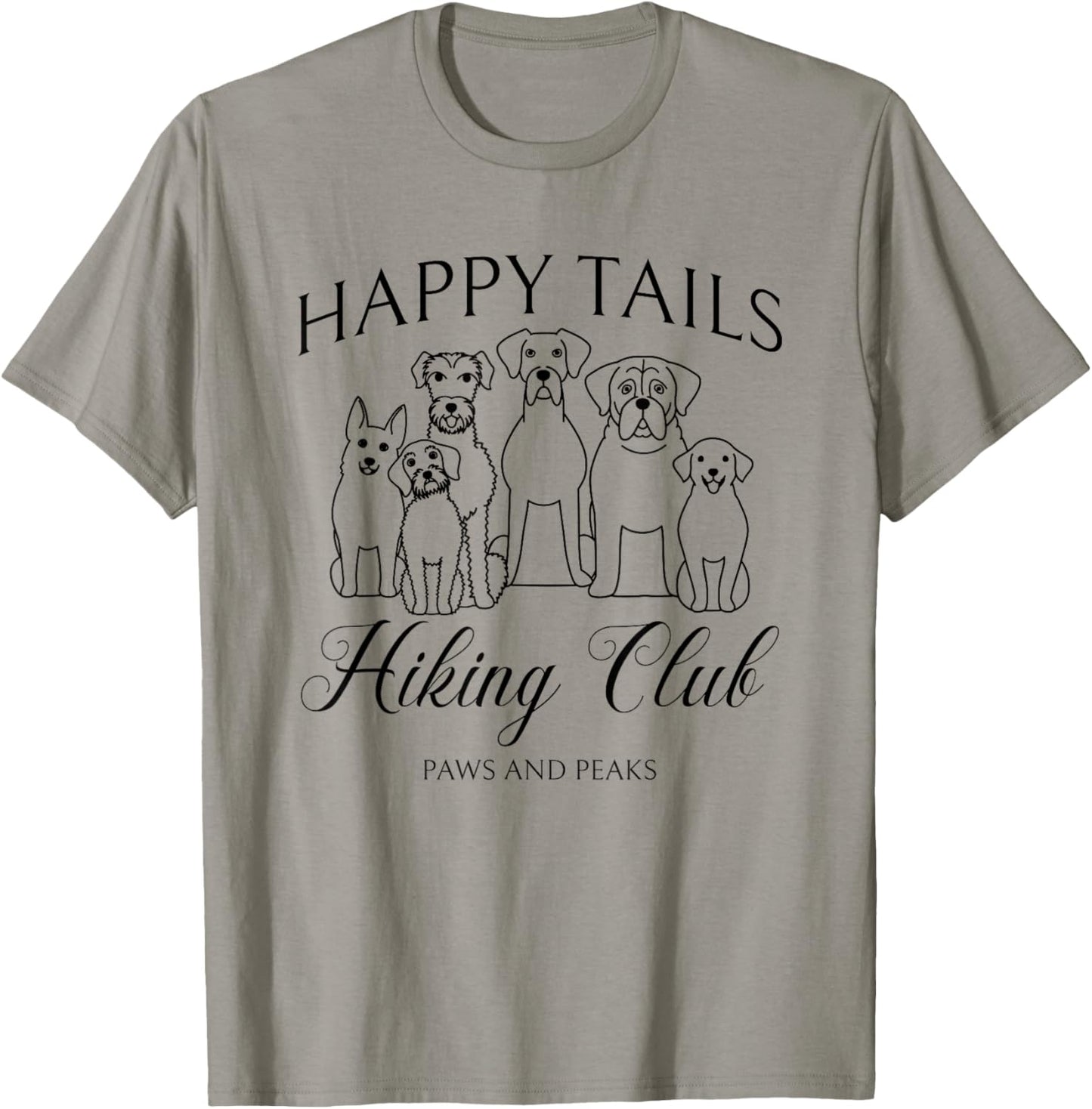 Happy Tails Dog Hiking Club Mountain Adventure Outdoors T-Shirt - T-Shirt | Sand