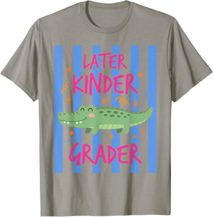 Later Kinder Grader Cute Alligator Later Gator Teacher Kids T-Shirt - T-Shirt | Sand