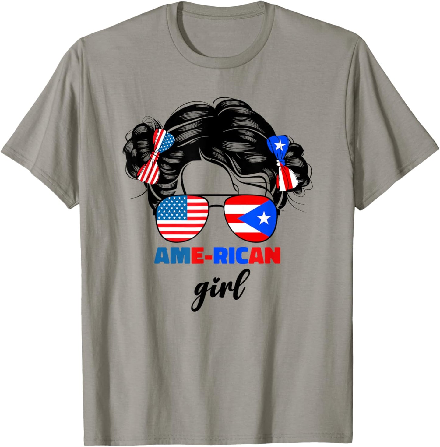 Half American And Puerto Rican Rico Flag Kids Baby Girls T-Shirt - T-Shirt | Sand