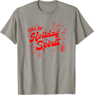 Funny Xmas Cocktail Vintage Full Of Holiday Spirit Gifts T-Shirt - T-Shirt | Sand