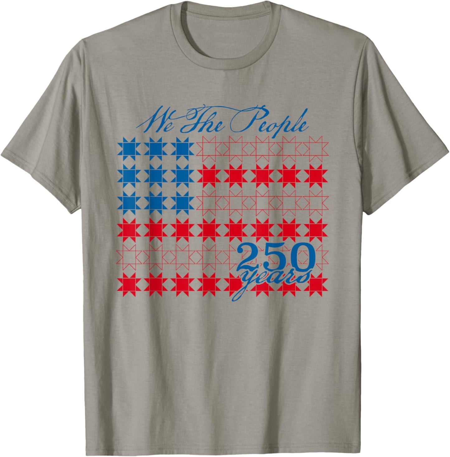 We The People 250 Years Patriotic Quilt Flag T-Shirt - T-Shirt | Sand