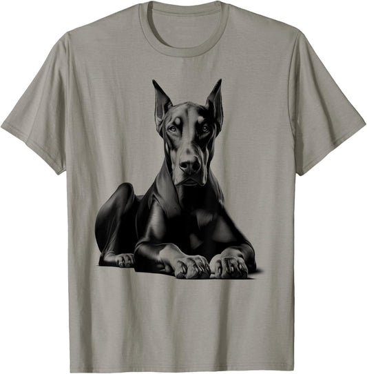 Lying Doberman as a Cool Portrait T-Shirt - T-Shirt | Sand