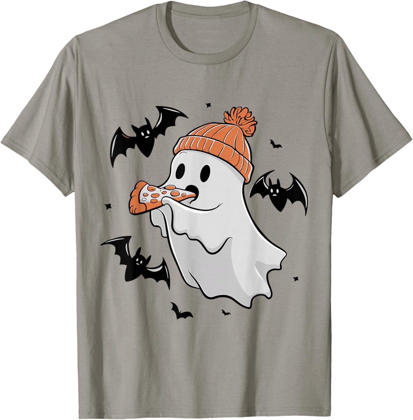 Cute Ghost Eating Pizza Lovers Spooky Halloween Food Costume T-Shirt - T-Shirt | Sand