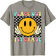 Peace Out 1st Grade Teacher Retro Smile Last Day Of School Men Women Girls Kids T-Shirt - T-Shirt | Sand